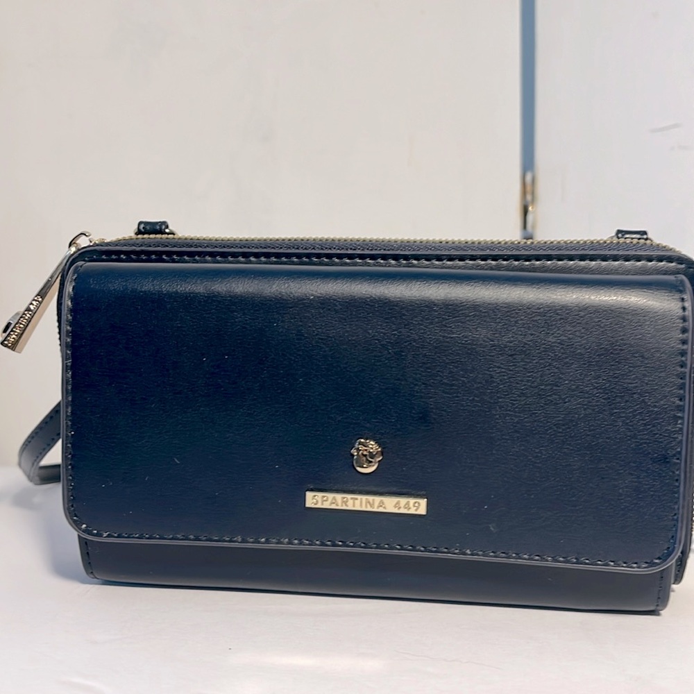 Spartina Navy Blue Leather Crossbody Purse - Picture 2 of 12